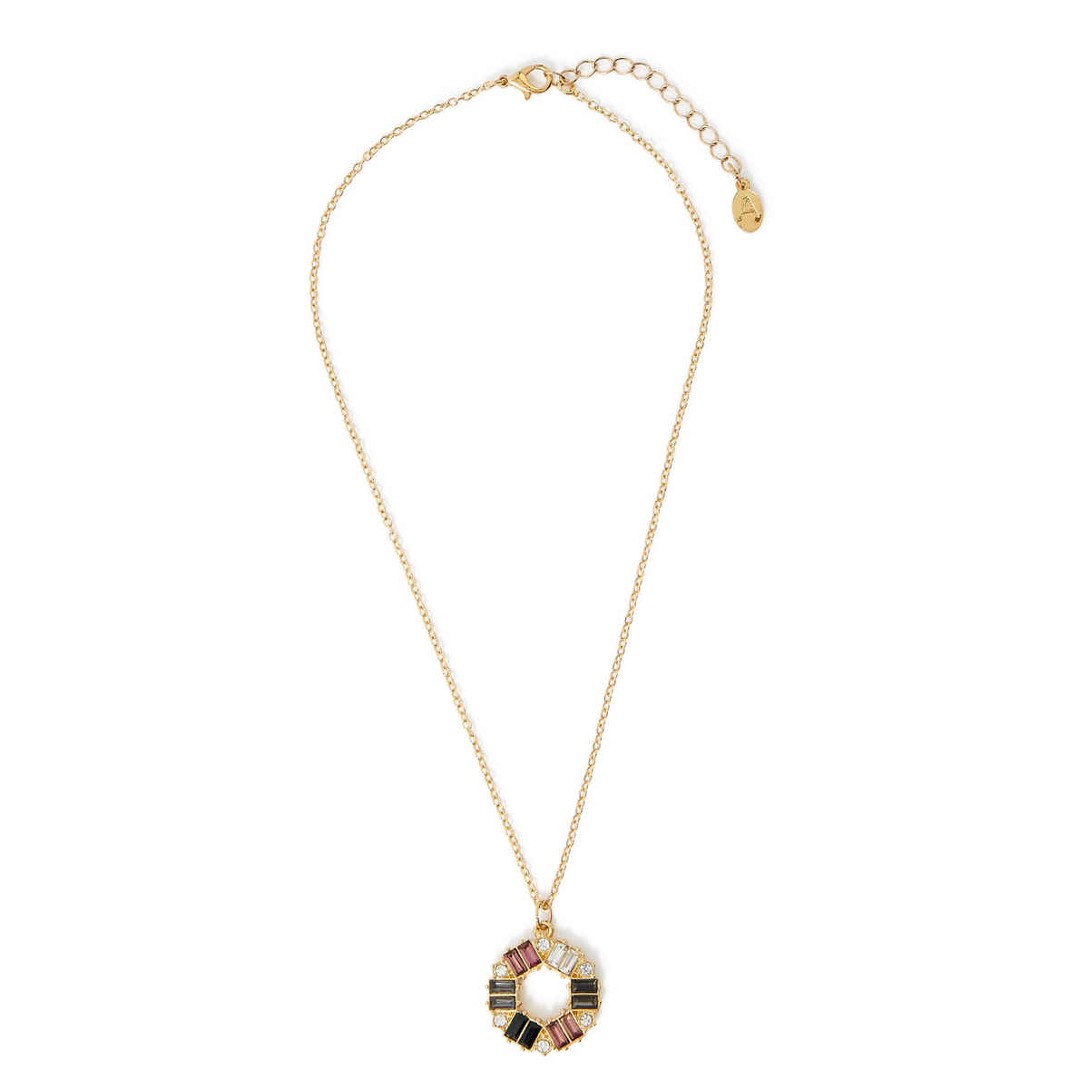 Accessorize London Women's Gold Baguette Circle Pendant Necklace - Multi