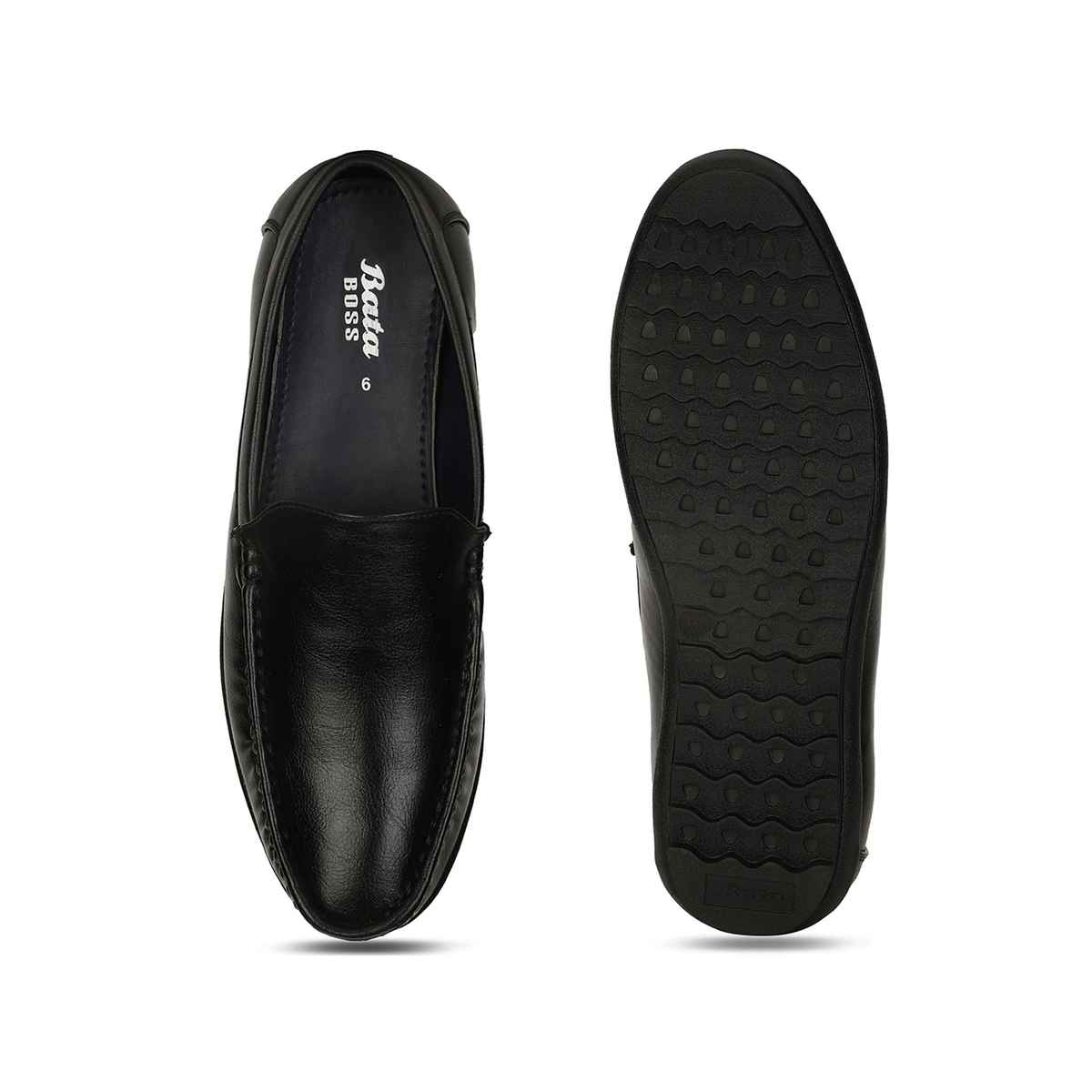 Bata Black Slip On Formal Flate Shoes For Men | 9 UK