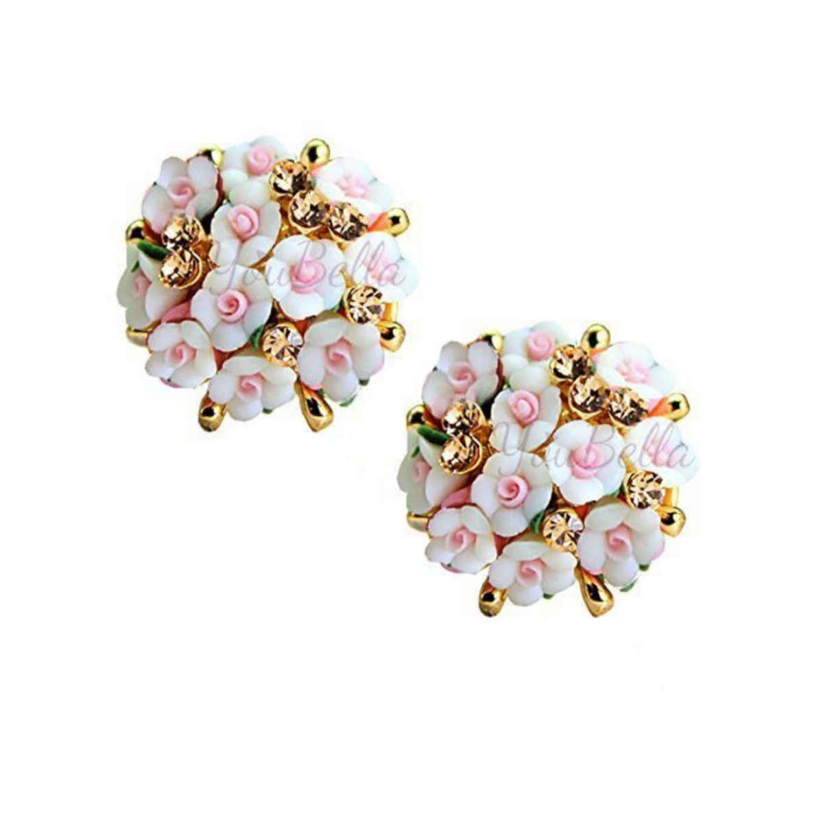 Youbella Gold Plated Flower Shape Resin Earrings For Women And Girls (Combo - 1)(Ybear - 32176)