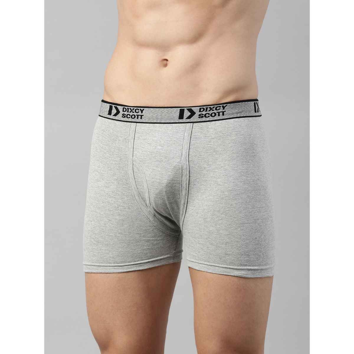 Dixcy Scott Men's 100% Combed Cotton Outer Elastic Waitband Long Trunk | Multicolour - L