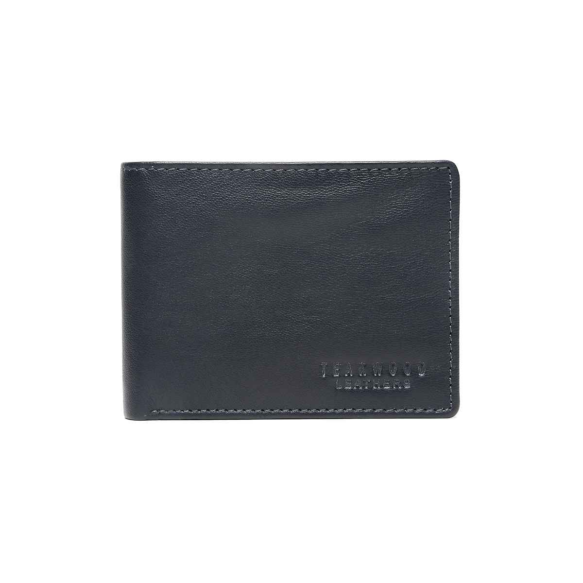 Teakwood Men's Solid Genuine Leather Wallet | Blue - One Size