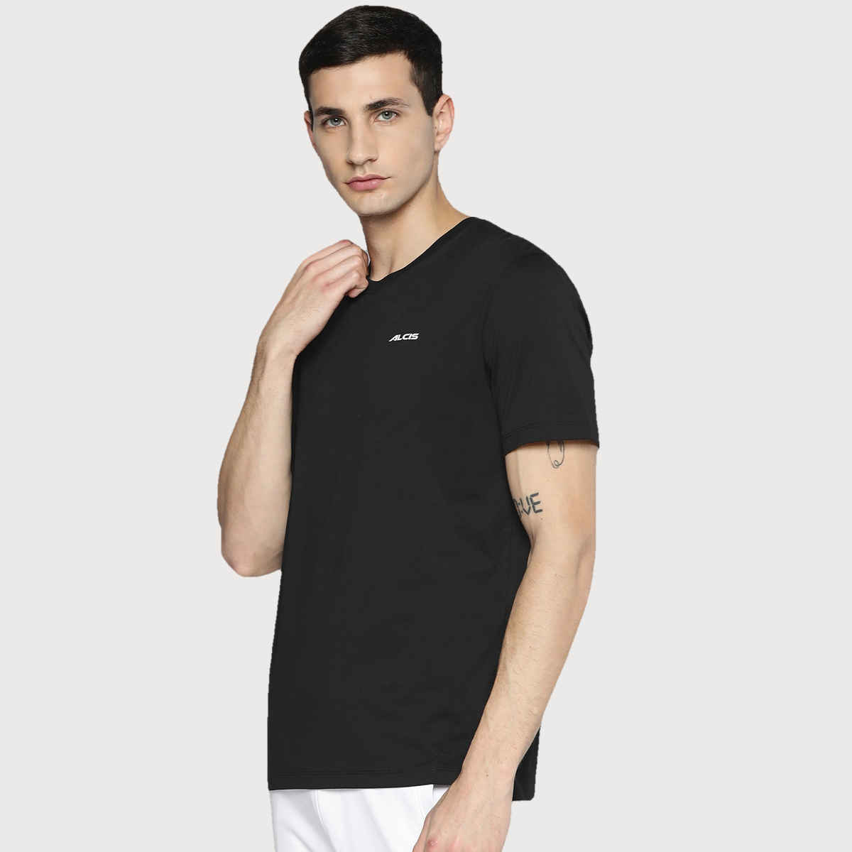 Alcis Men's Round Neck T-shirt | Black - XXL
