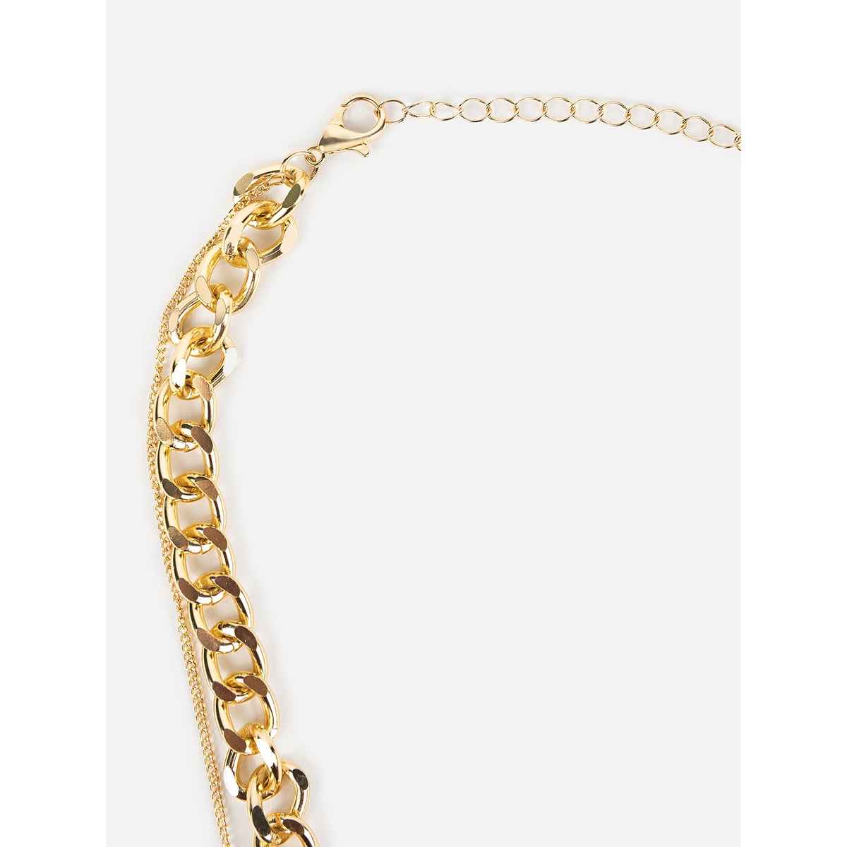 Priyassi Dual-Layered Floral Lock Link Gold-Plated Necklace