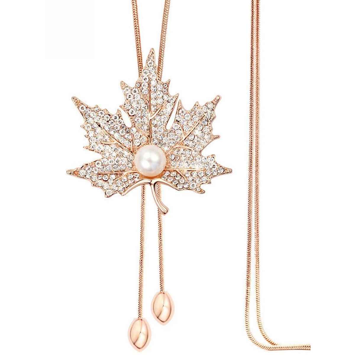 Shining Diva Fashion Stylish Design Crystal Flower Long Chain Pendant for Women | 10785np