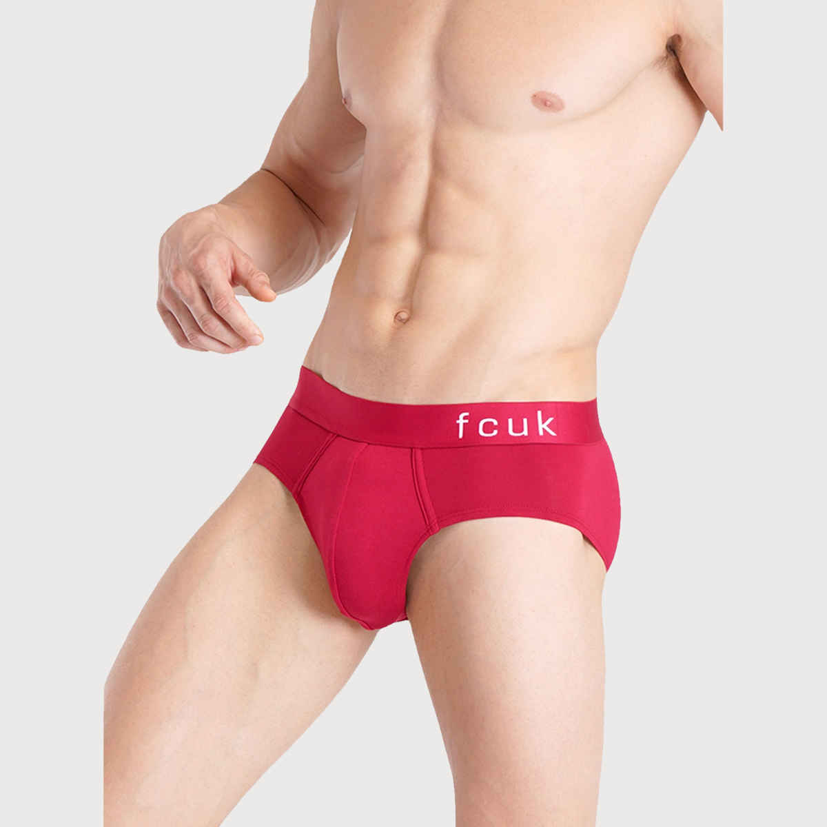 Fcuk Glo Park Royal | Men s Solid Briefs Pack of 2 | Tango Red | Artisan s Gold | L