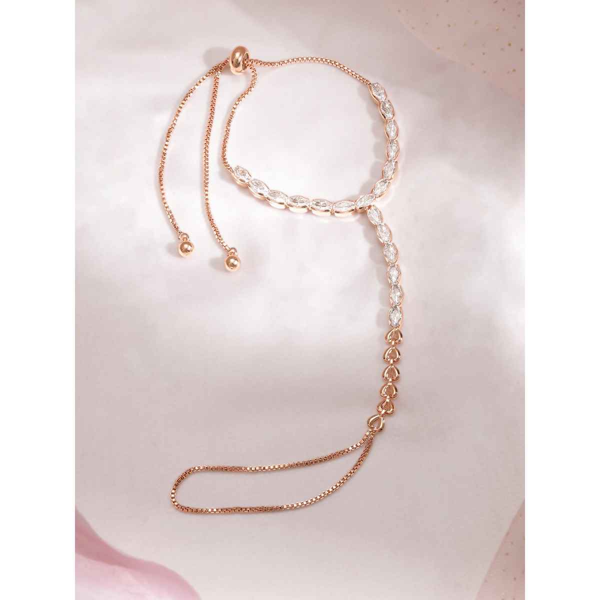 Rubans 18 KT Gold-Plated Ring Bracelet With Hathphool