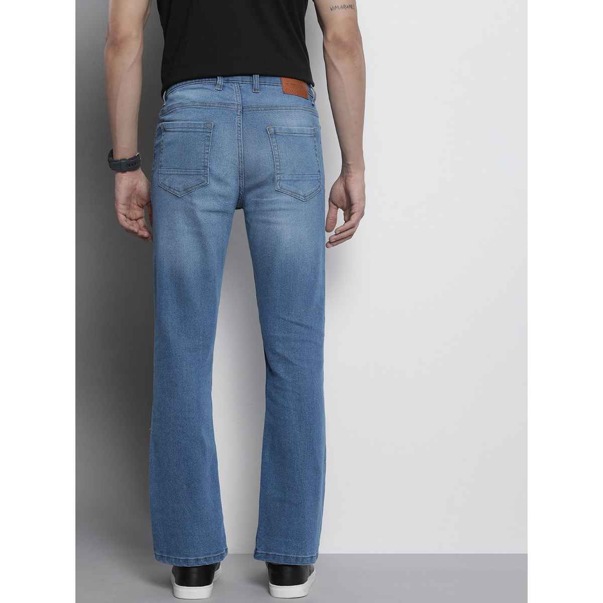 The Indian Garage Co Men's G-Noah Boot Cut Fit Jeans Solid Casual Jeans | Blue - 34