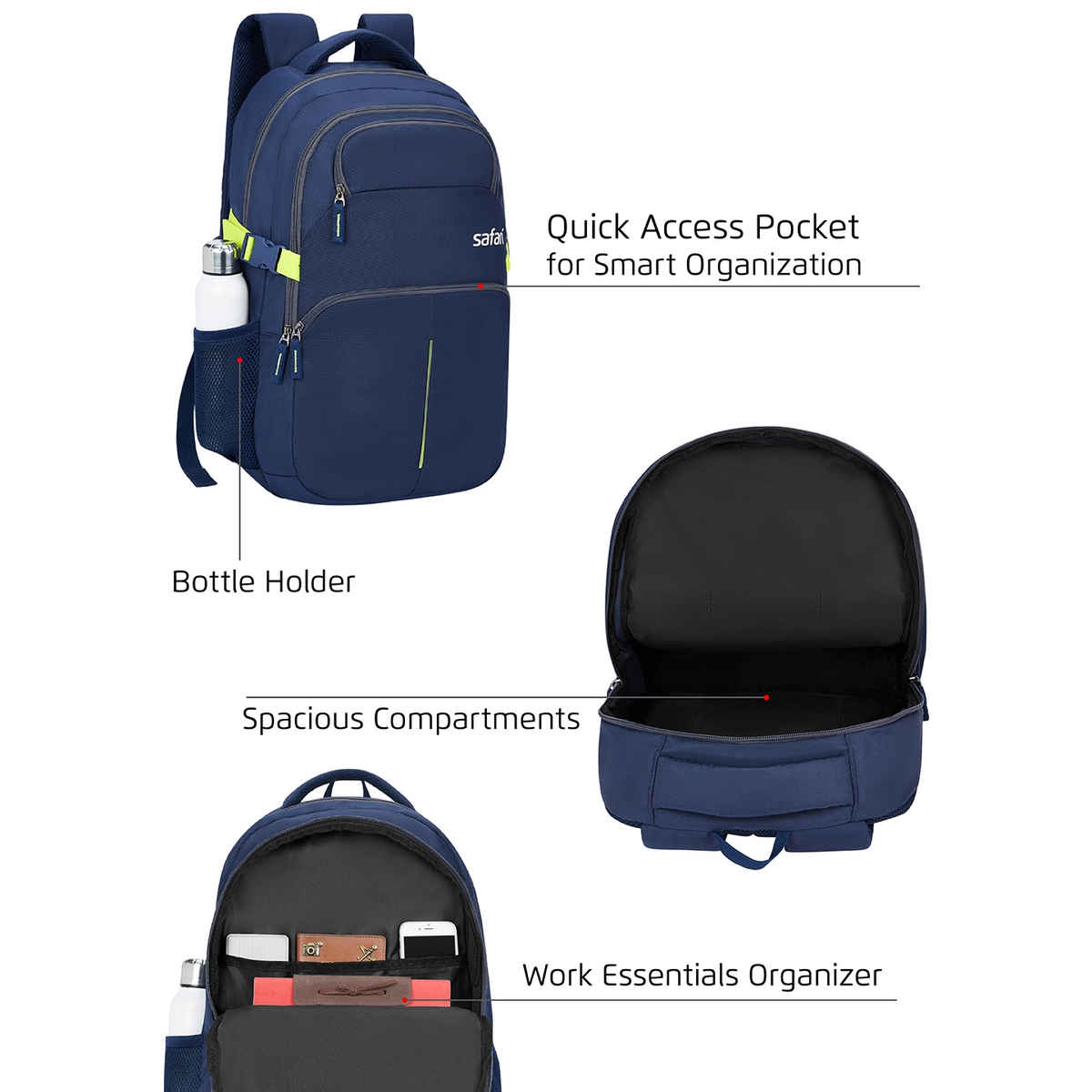 Safari Unisex Solid Polyester 35 L Laptop Backpack | Blue - 17 Inches