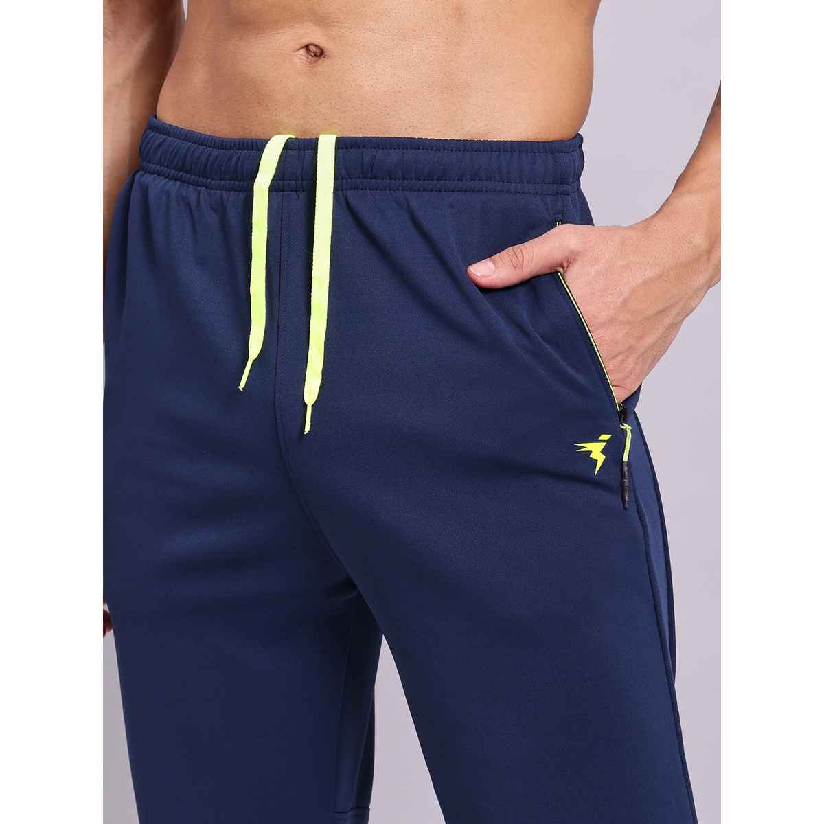 Technosport Men Poly Solid Slim Fit Sports Trackpants with TECHNO DRY | Navy | L