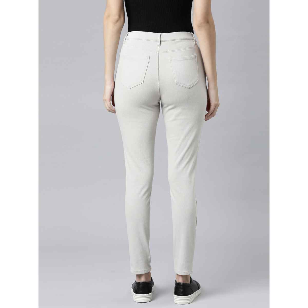 Go Colors Women's Solid Super Stretch Jeggings | LJ03 | Grey Mist - M