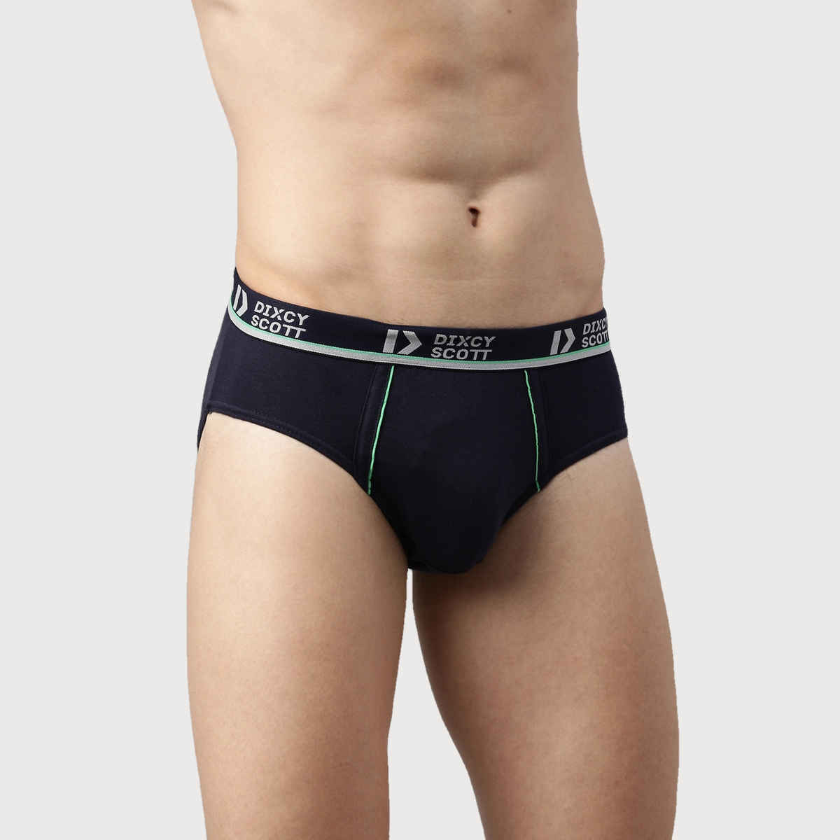 Dixcy Scott Men's Solid 100% Combed Cotton Mid Rise Outer Elastic Waistband Brief | Multicolour - S