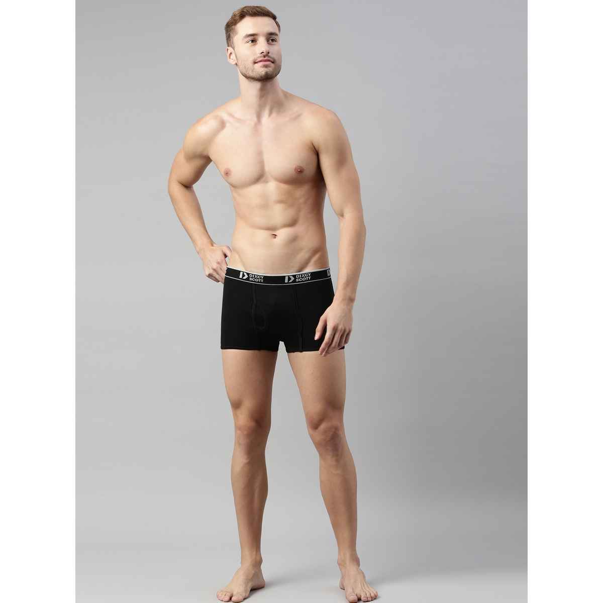 Dixcy Scott Men's Solid 100% Combed Cotton Outer Elastic Waistband Short Trunk | Multicolour - M