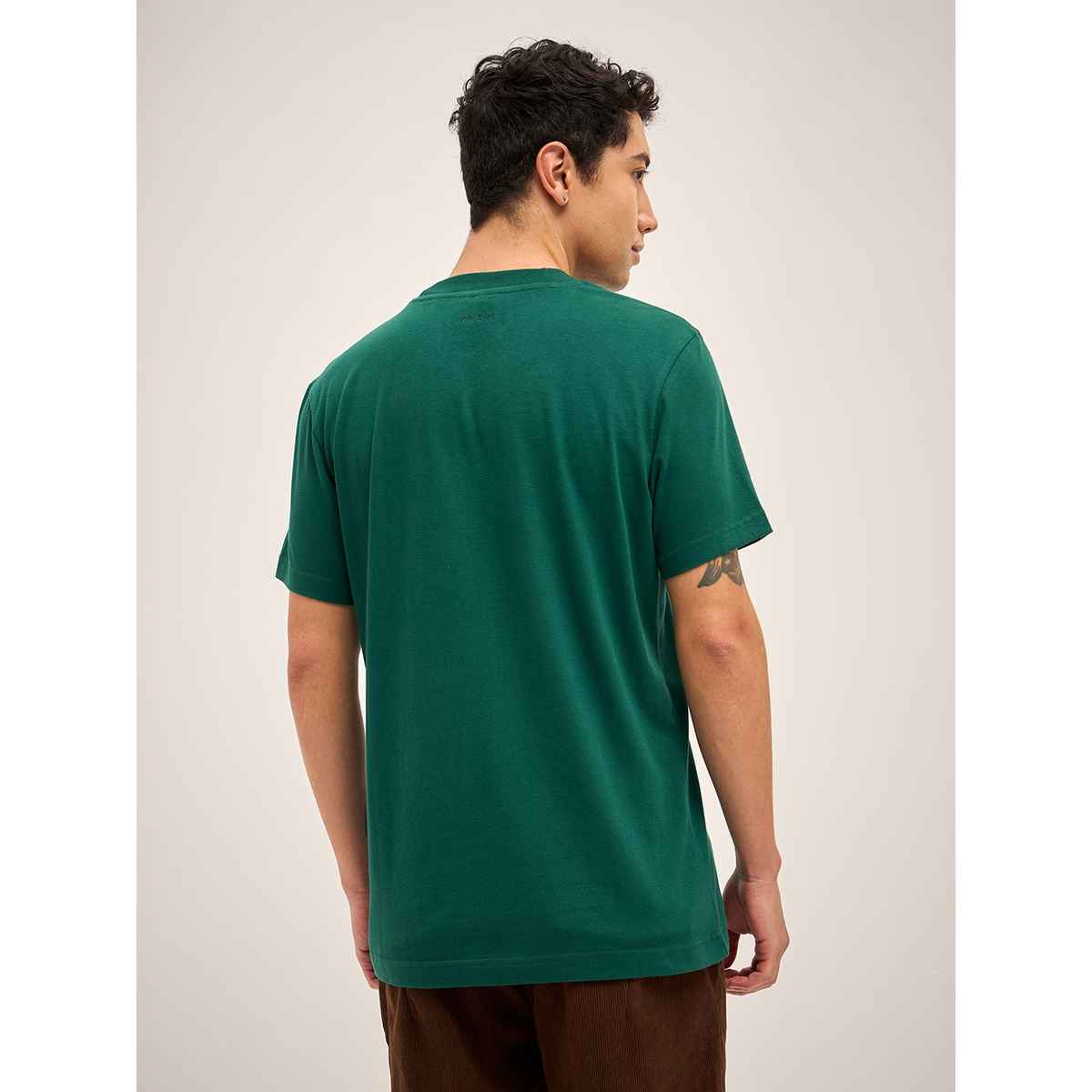 The Bear House Men Relax Fit Solid T-shirt - Grelaro | Bottle Green | S