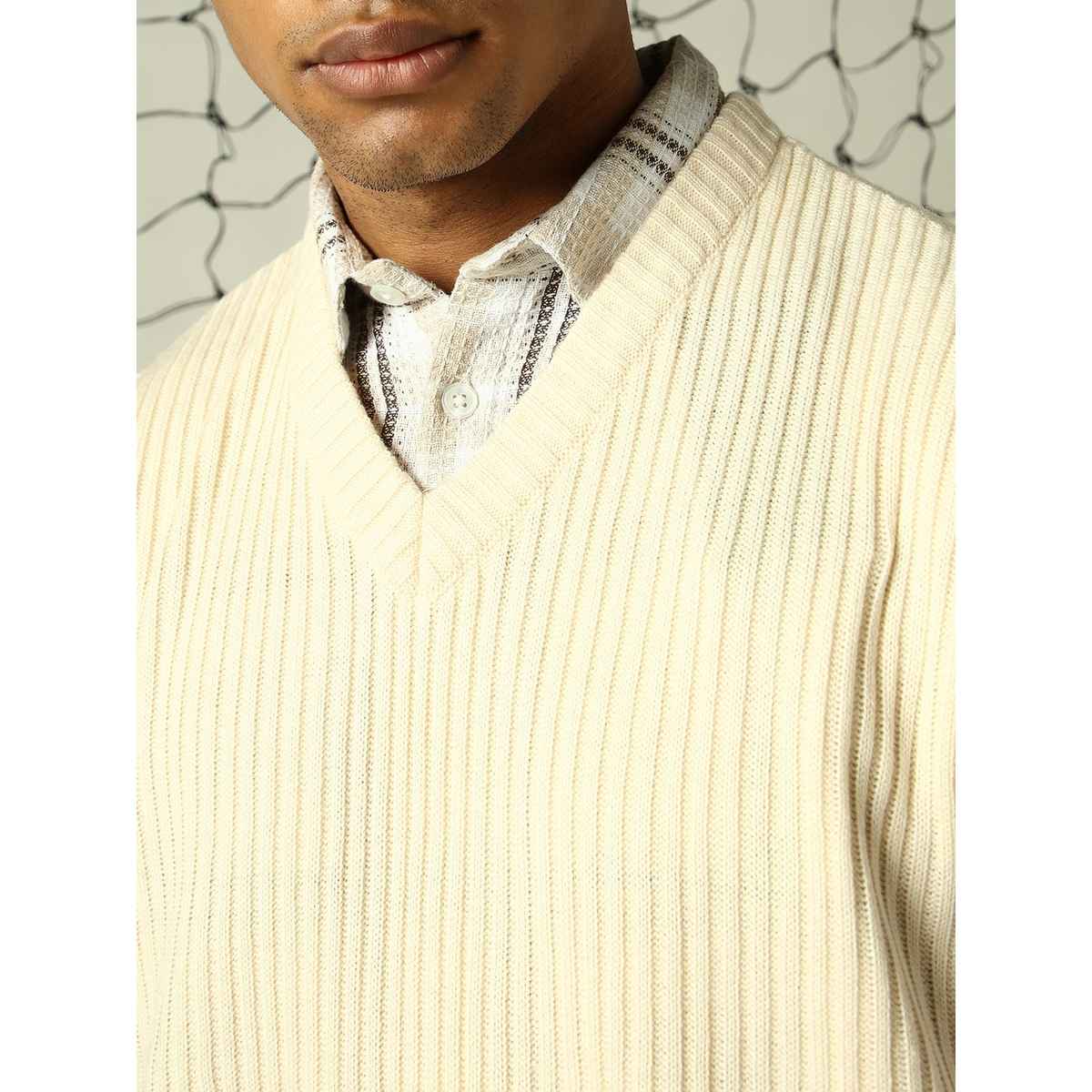 Hubberholme Men's Striped Pullover | Cream - M