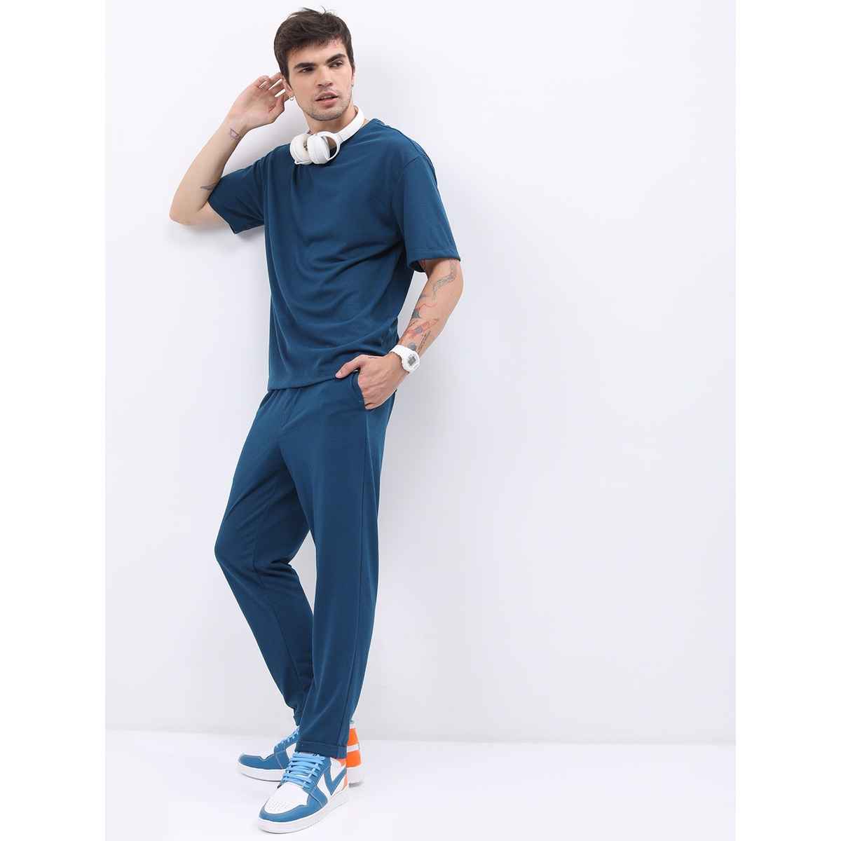 Highlander Men's Popcorn Structured Oversized T-shirt | Blue | M