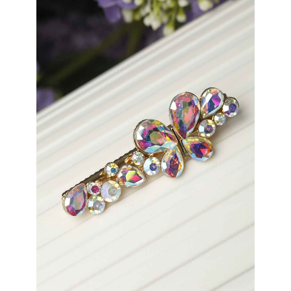 Priyaasi Women Gold-Toned & Pink Alligator Hair Clip