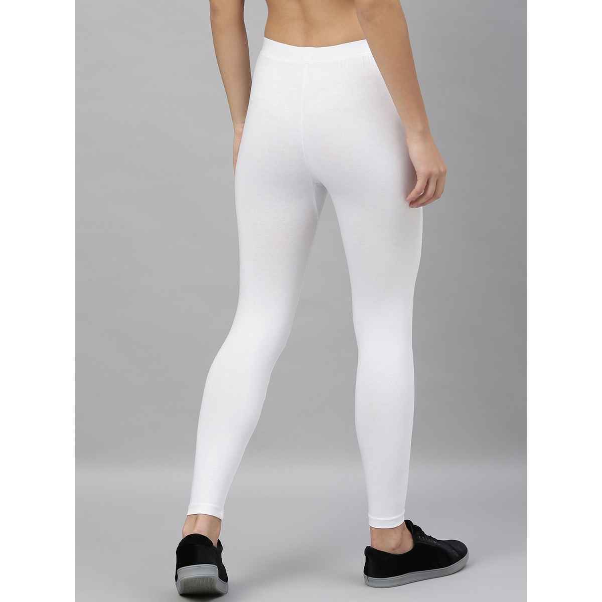 Kryptic Women's Cotton Stretch Solid Ankle Length Legging | White - XL