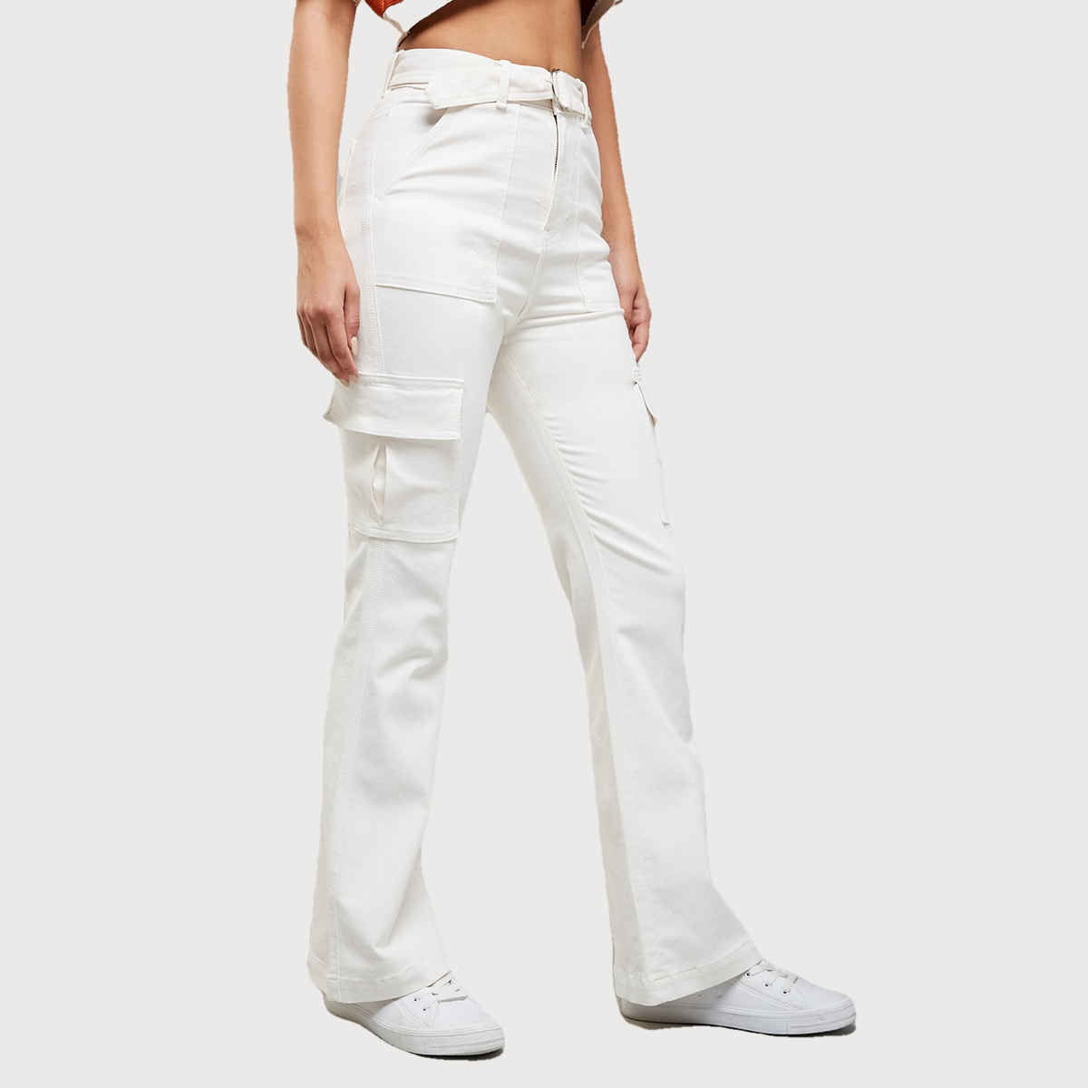 Miss Chase Women s Frost Peak Wide Leg Denim Jeans | White | 34