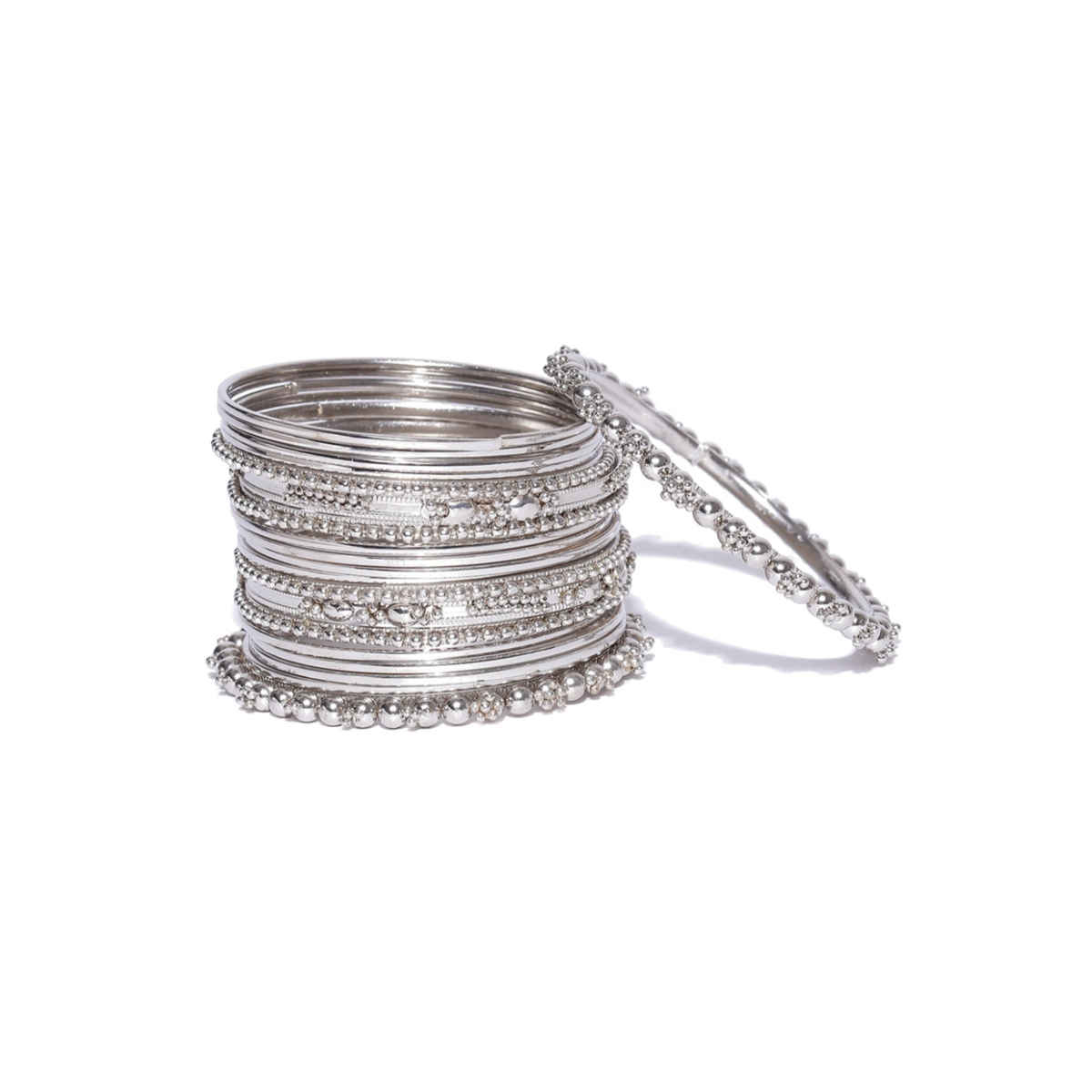 YouBella Stylish Traditional Jewellery Silver Plated Bangle Set for Women (YBBN - 91391 - 2.6)