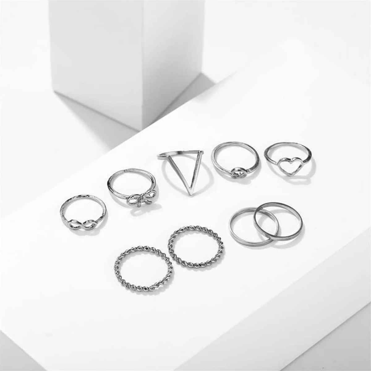 YouBella Jewellery Bohemain Oxidised Rings Combo of 9 Rings for Women and Girls (YBRG - 20123)