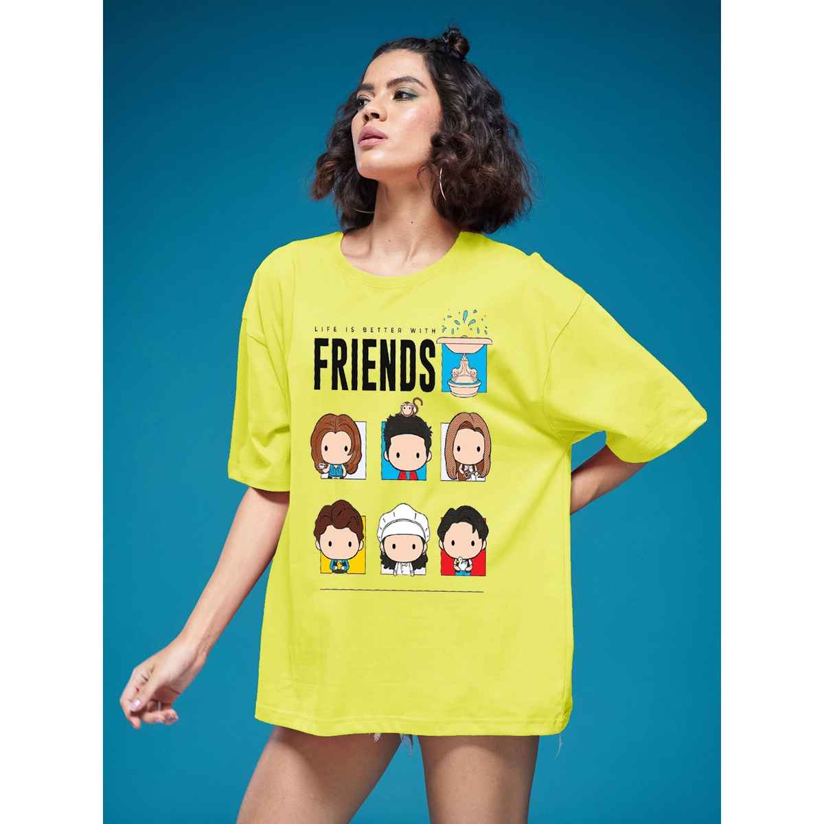 Smartees Womens Oversize Printed T-shirt | WW - 2061 | Lemon | M