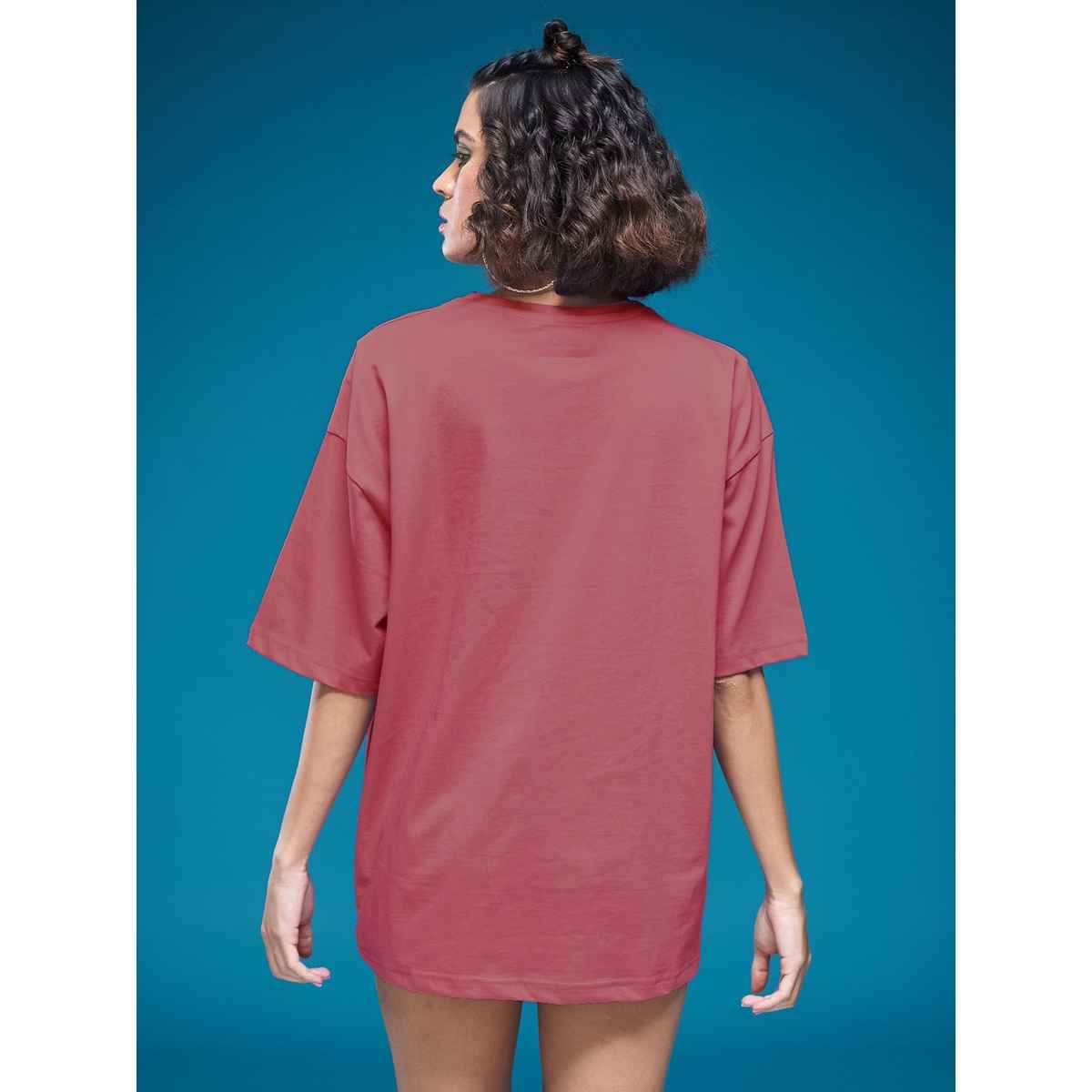 Smartees Womens Oversize Printed T-shirt | WW - 2031 | Onion Pink - M