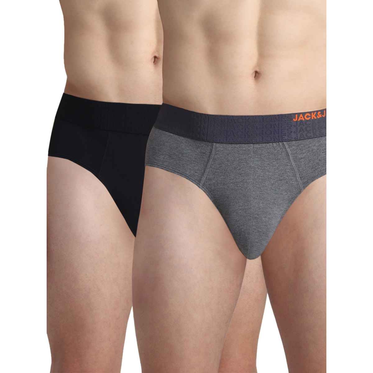 JACK & JONES Men's Grant Brief | Pack of 2 | Dark Grey Melange - XL