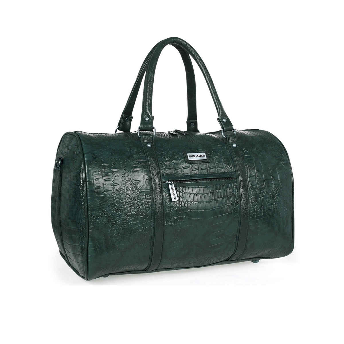 Fur Jaden 32 L Green Textured Vegan Leather Spacious Weekender Duffle Bag for Travel
