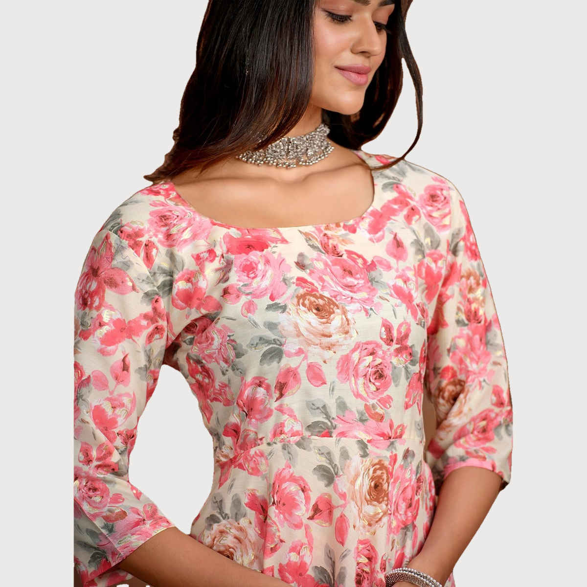 Ishin Women Kurta Set with Dupatta | INWSDS24004 | Pink - M