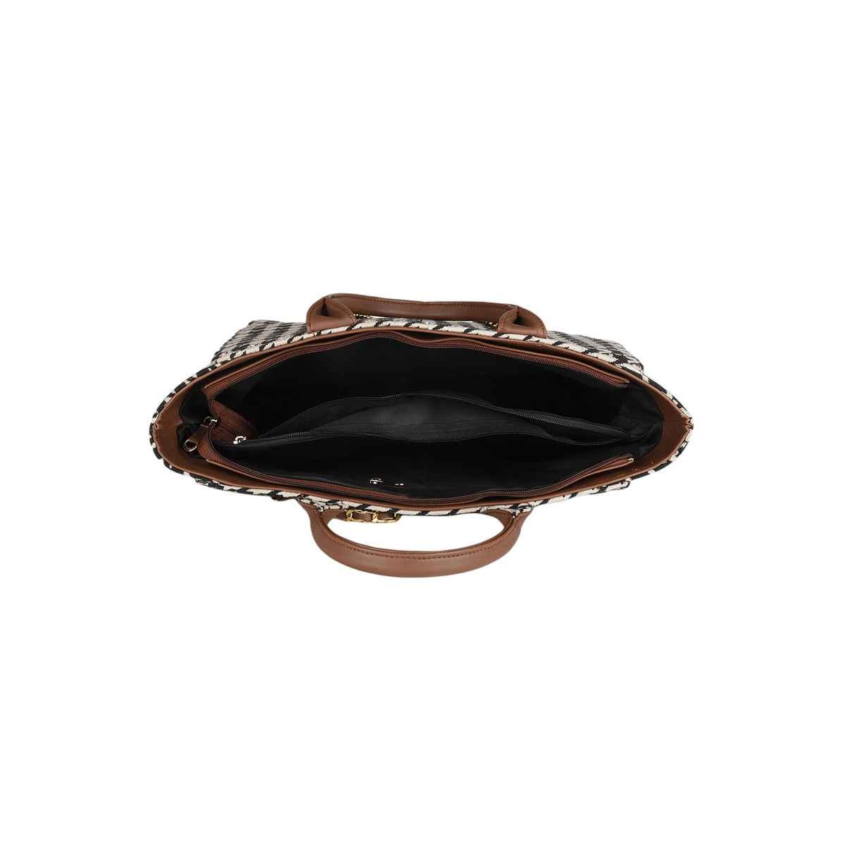 Mini Wesst Women's Geometric Fabric Handheld Bag | Black and White - One Size