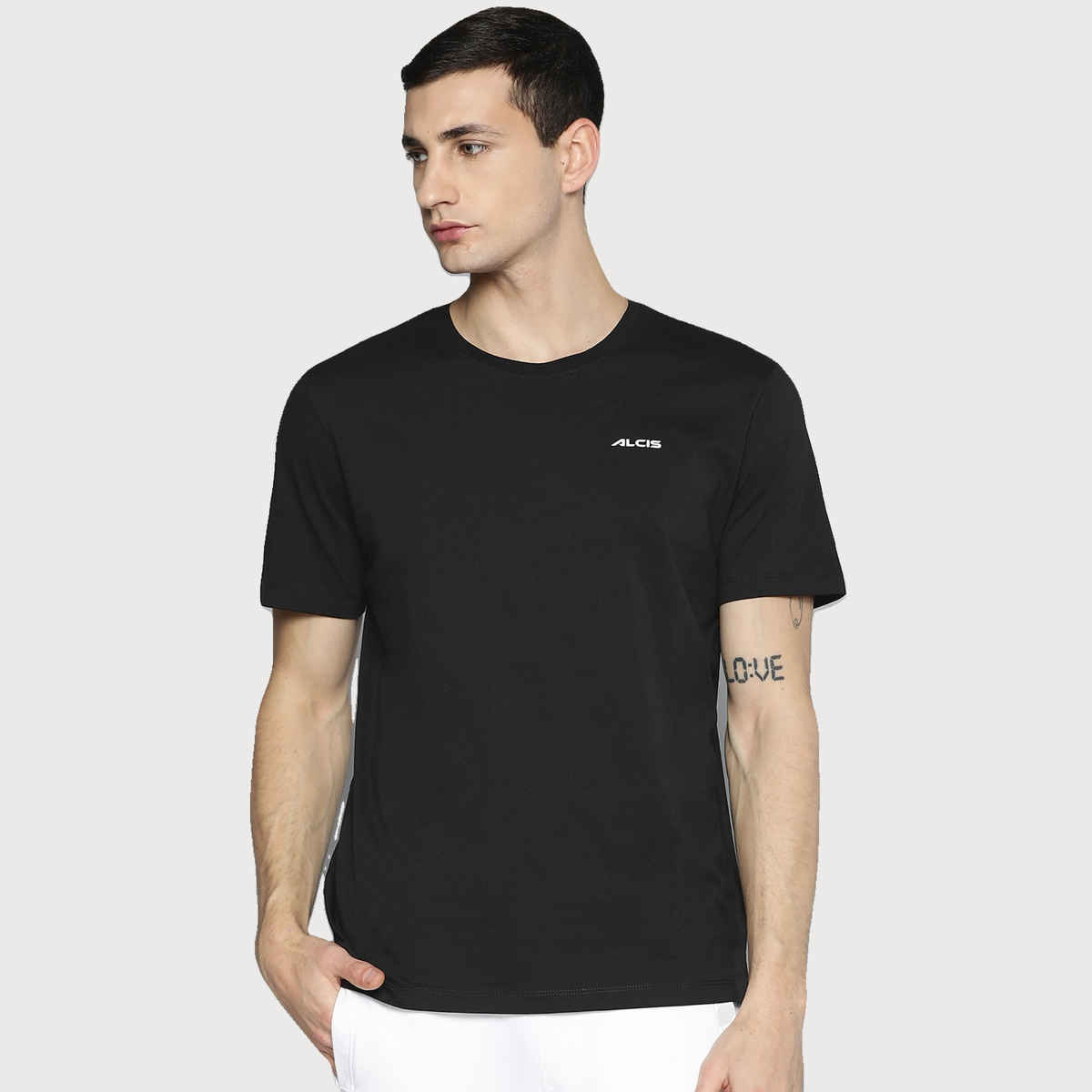 Alcis Men's Round Neck T-shirt | Black - XXL
