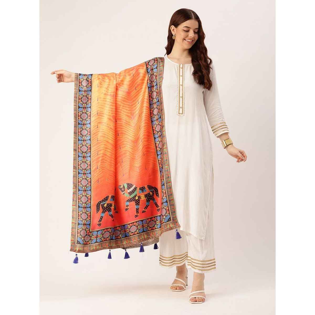 Ishin Orange Cotton Dupatta | 1006