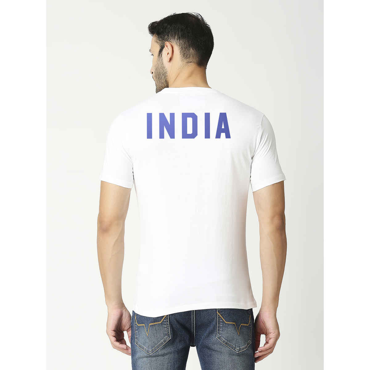Team India Cotton Tshirt (L) - Official ICC T20 Team India (White)