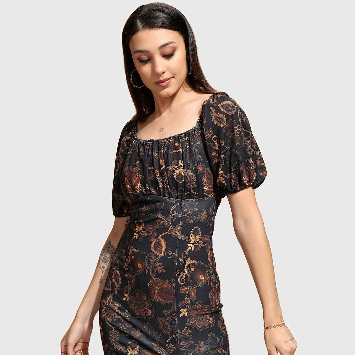 Ketch Women's Printed Ruched Bodycon Mini Dress | Multicolor - M