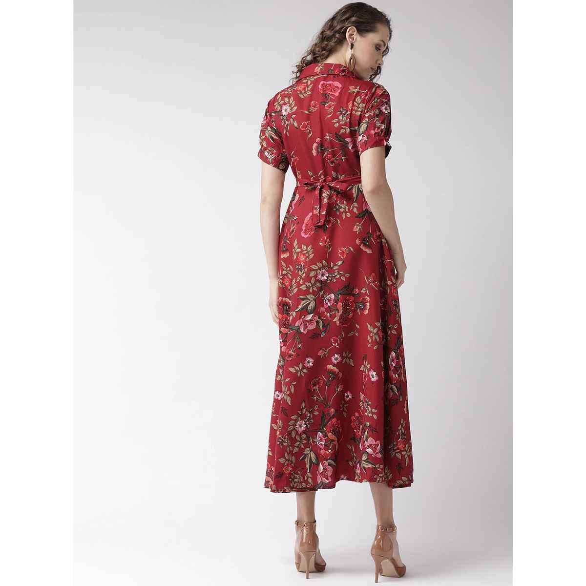 Wyshlist Women's Maxi Dress Floral Fiesta | Maroon - M