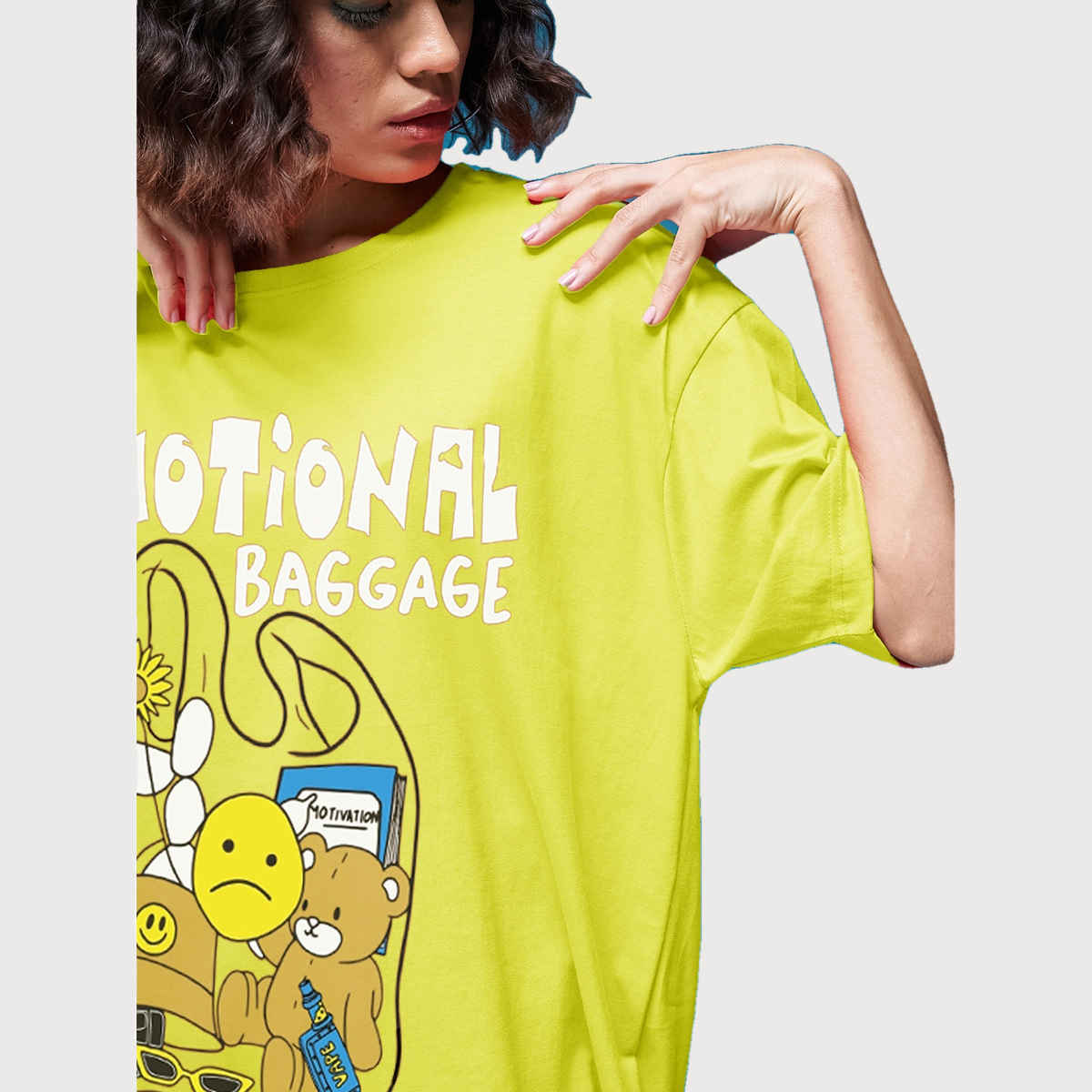 Smartees Womens Oversize Printed T-shirt | WW - 2056 | Lemon | S