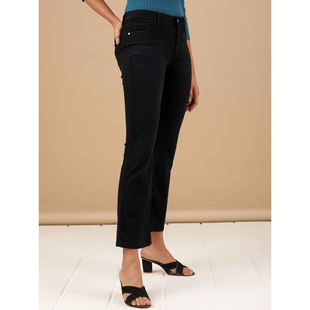 Freehand Women's Solid Black Bootcut Denim Jeans | Black - 32