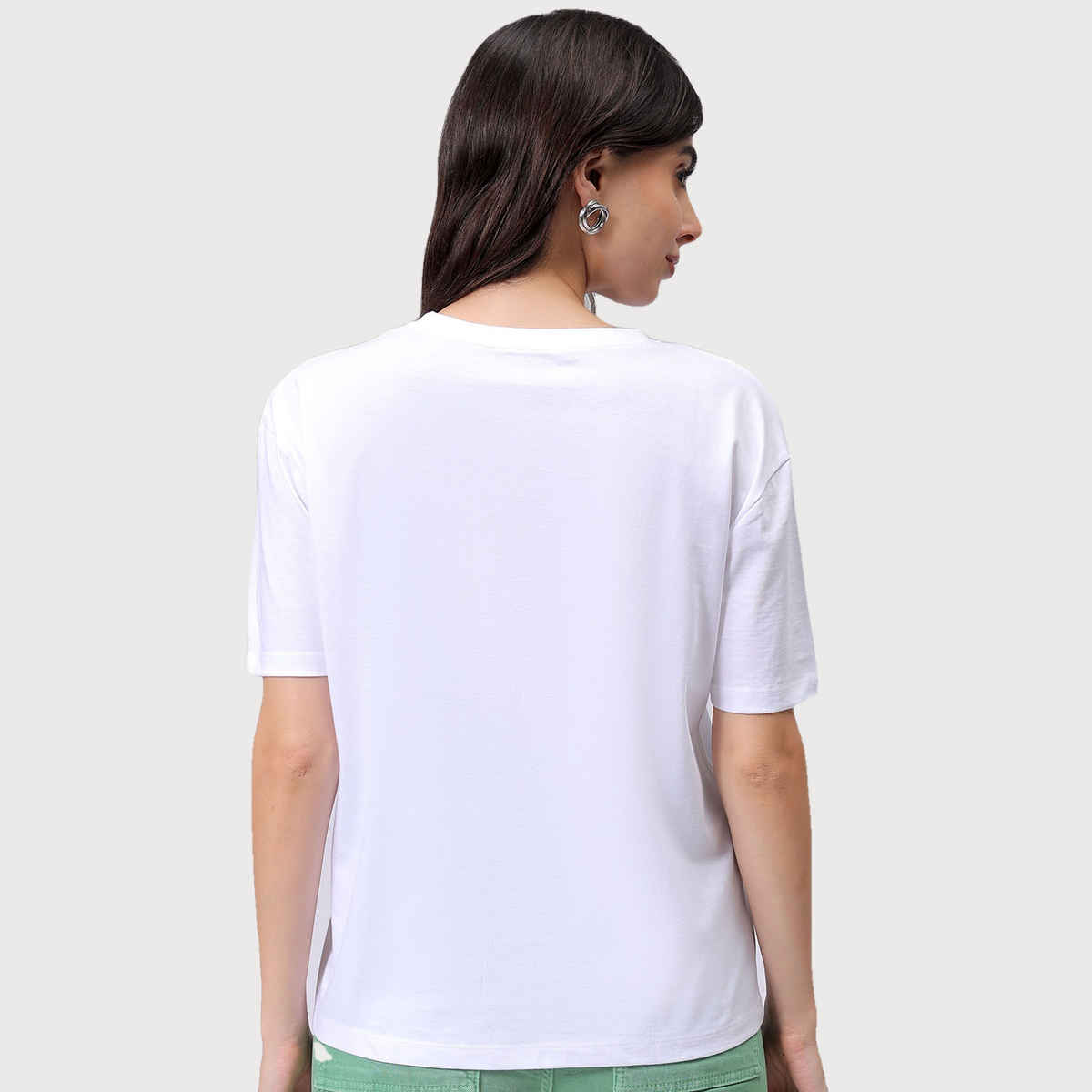 Freehand Women's Relaxed Casual Crew Neck T-shirt | White - M