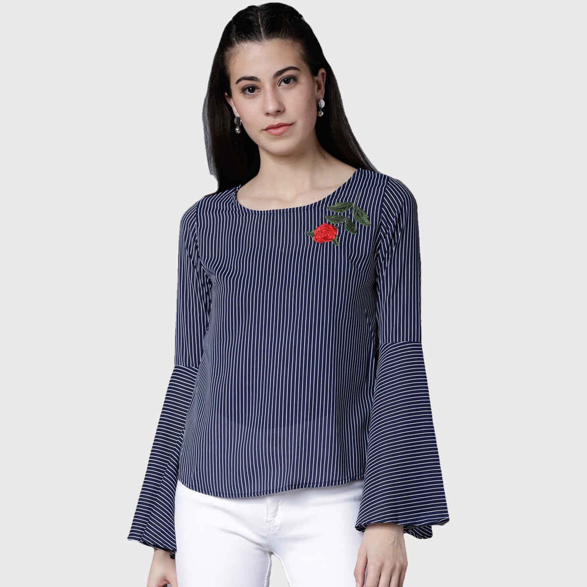 Tokyo Talkies Women's Casual Full Sleeve Printed Top | Multicolour - M