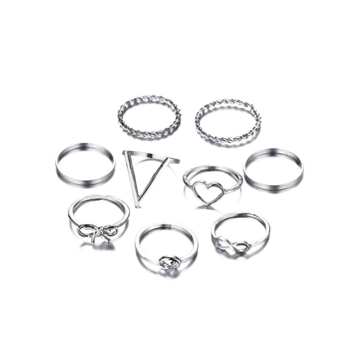 YouBella Jewellery Bohemain Oxidised Rings Combo of 9 Rings for Women and Girls (YBRG - 20123)