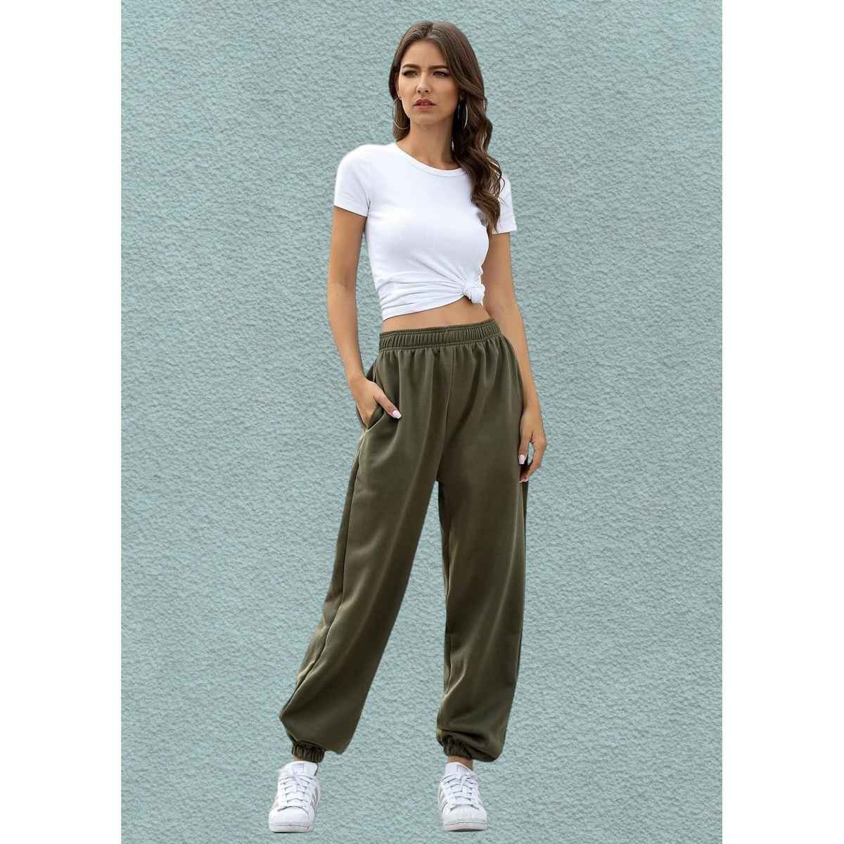 Q-rious Women's Cozyflex Joggers | Plaz-CARGO-2c | Beige & Olive - 34