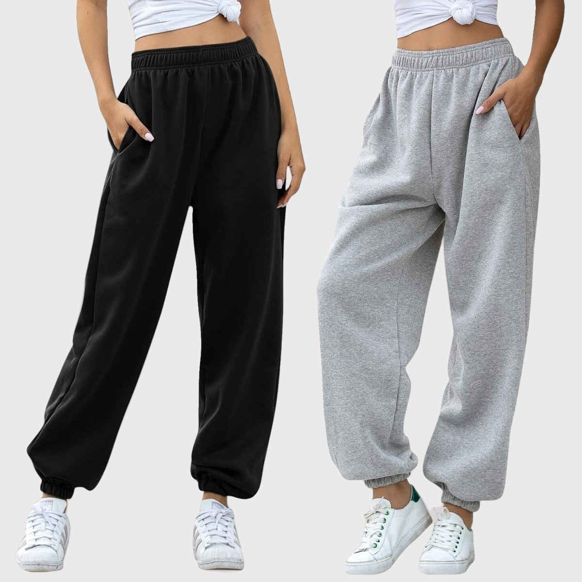 Q-rious Women's Cozyflex Joggers | Plaz-CARGO-2c | Black & Grey - 32