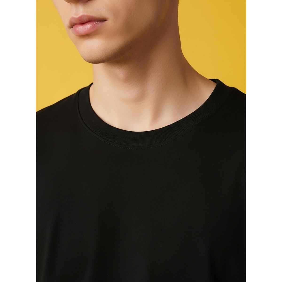 BENNY BROOKS Men's Round Neck half sleeve Oversized T-shirt |AA(ARN)BLACK08 | Black - XL