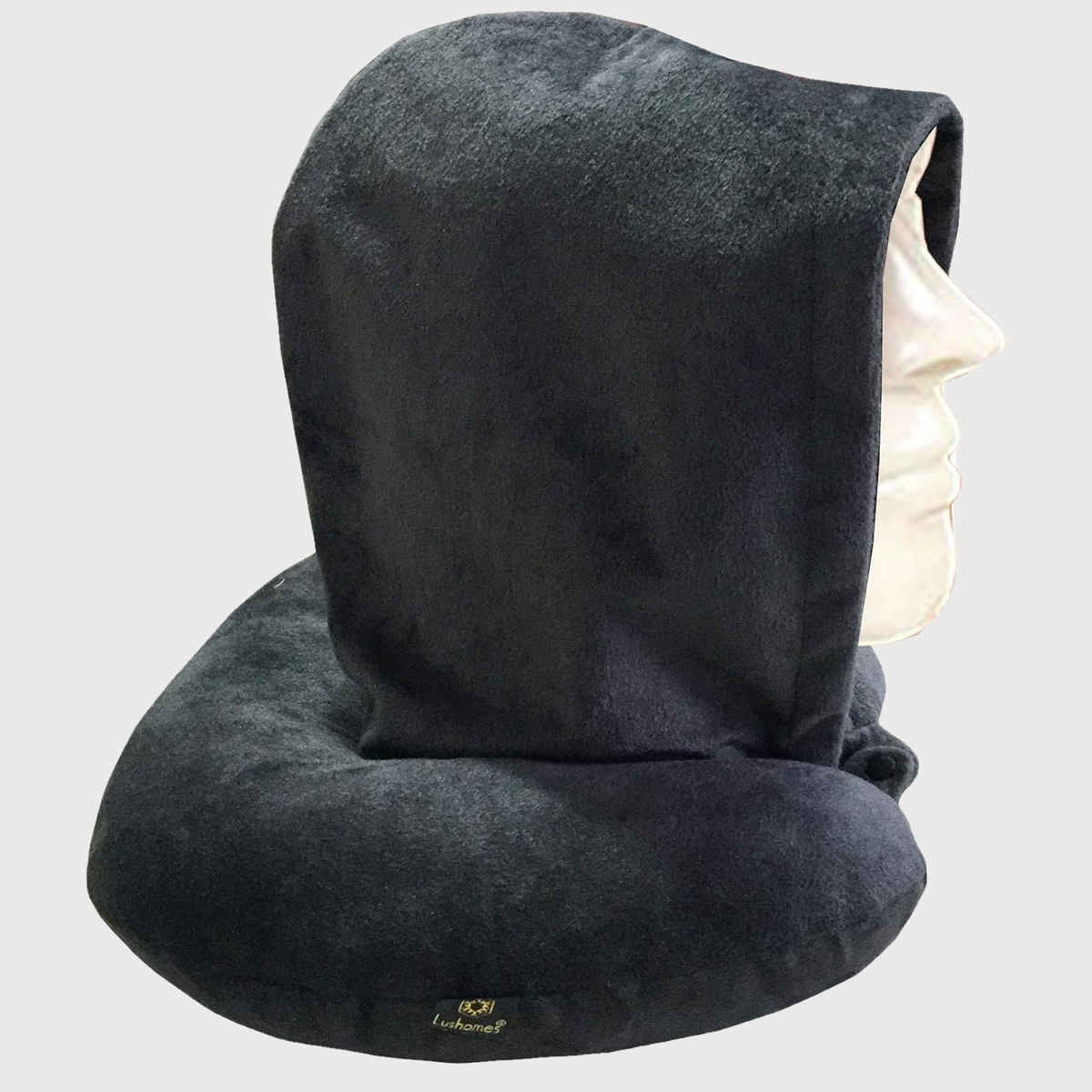 Lushomes Unisex Solid Polyester Neck Pillow | Dark Grey - One Size