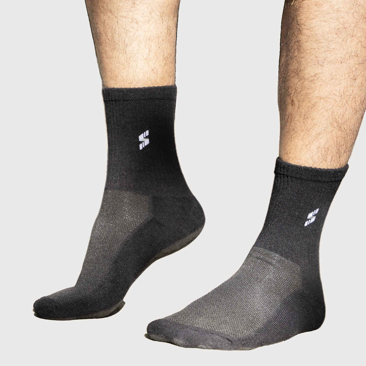 Supersox Men's Solid Combed Cotton Socks | Black and White - Free Size
