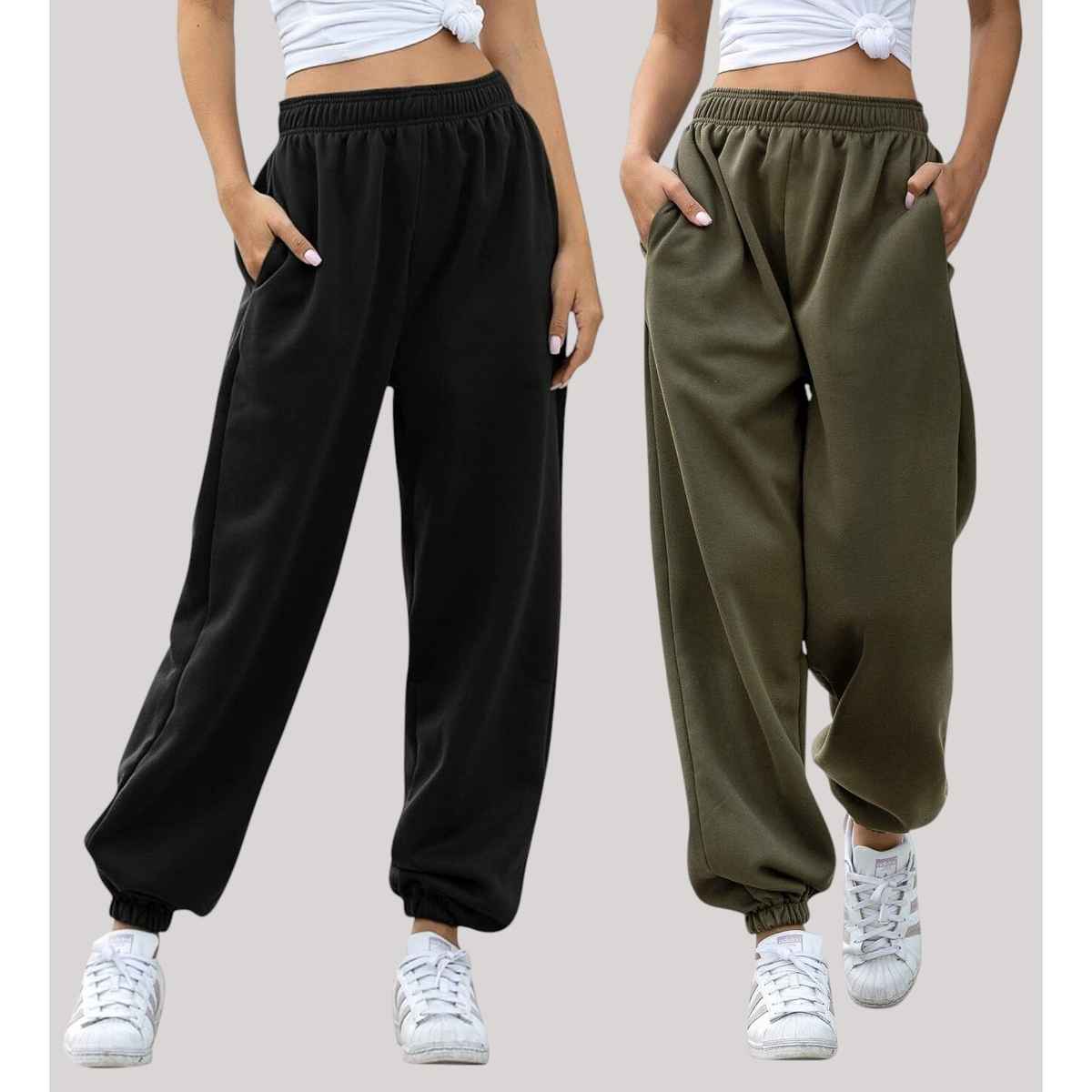 Q-rious Women's Cozyflex Joggers | Plaz-CARGO-2c | Black & Olive - 34