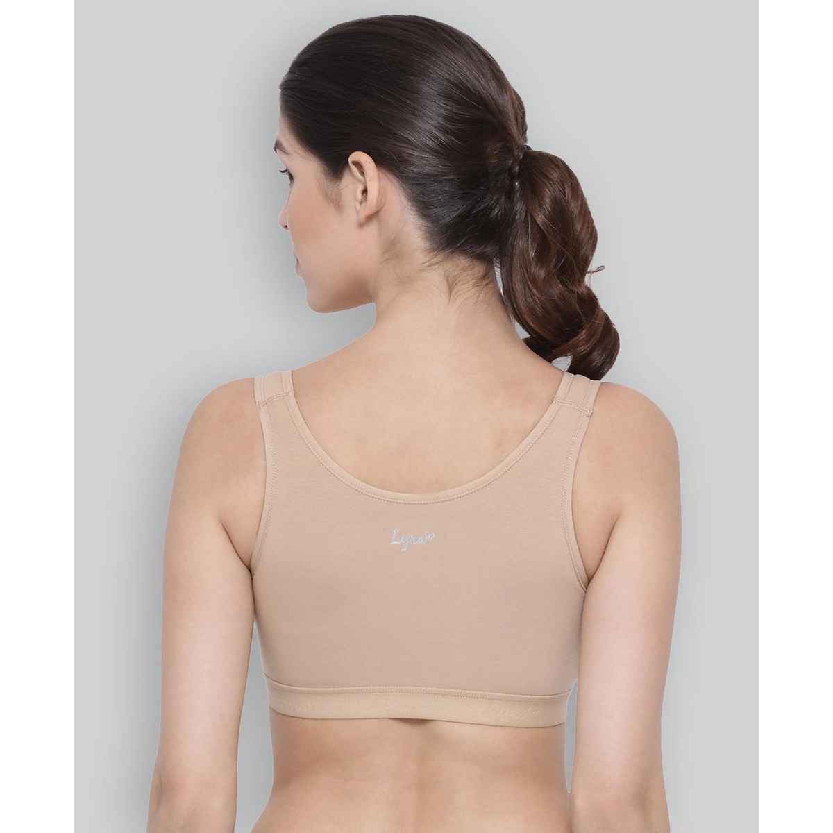 Lyra Women's Sports Bra Non Padded | Skin and Fuchsia - 34B