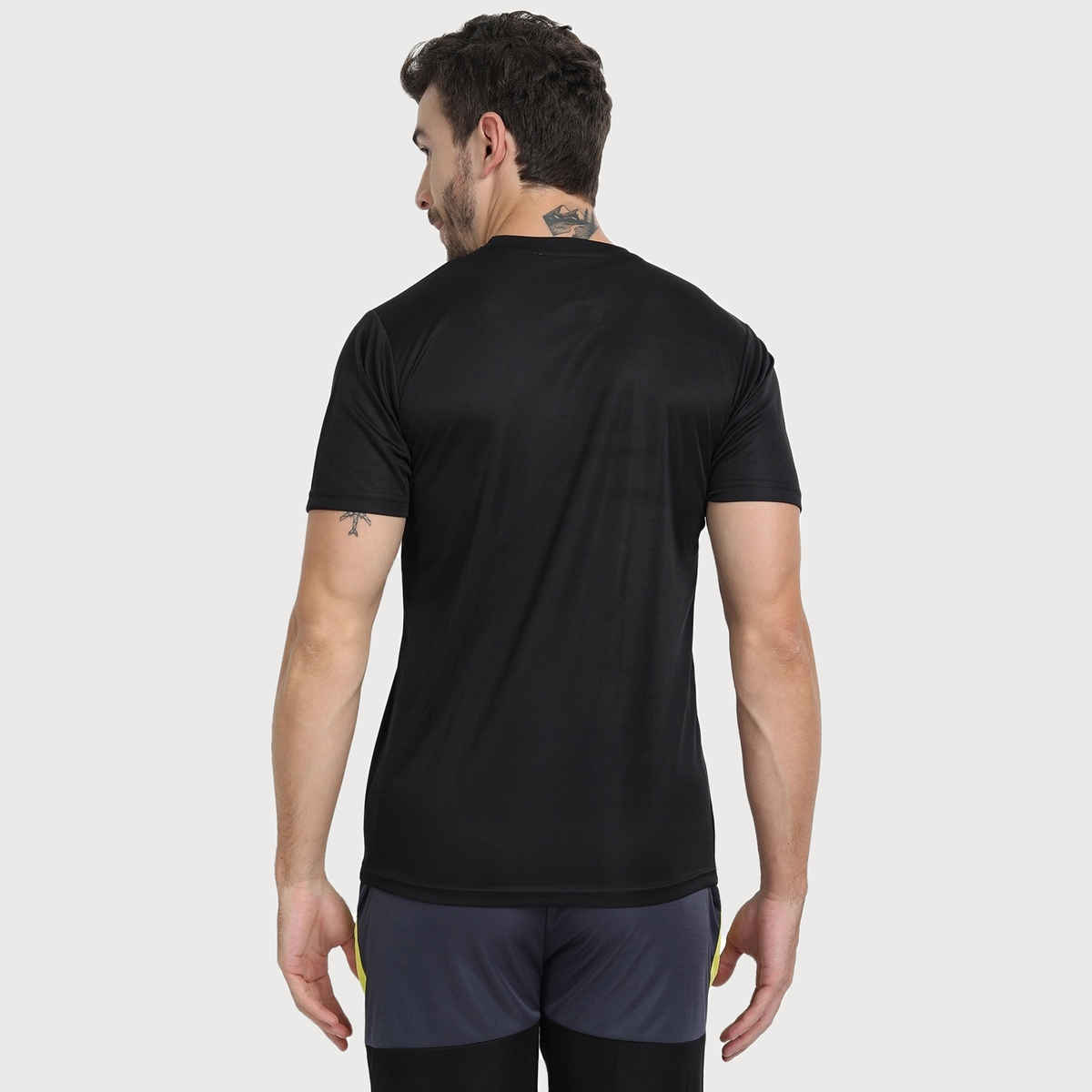 FTX Men s Solid Round Neck Polyester Half Sleeve Casual T-shirt | Black-Red-Steel-Grey | S