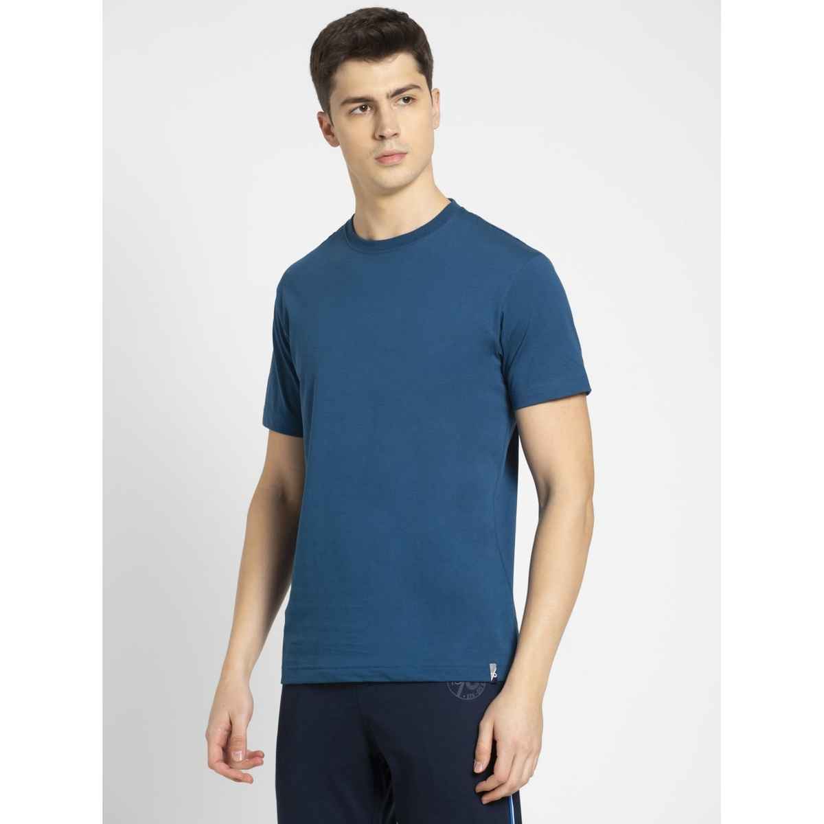 Jockey Men Cotton Rich Round Neck Half Sleeve T-shirt | Teal - M