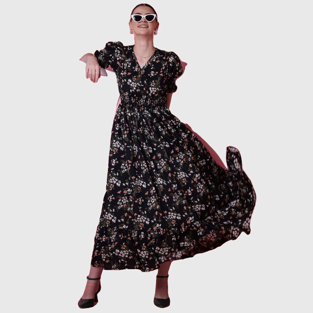 Wyshlist Women's Maxi Dress Fit And Flare | Black - L